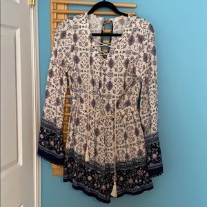 White Patterned Floral Romper